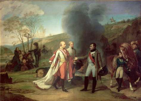 Keizer Frans II en Napoleon na Austerlitz